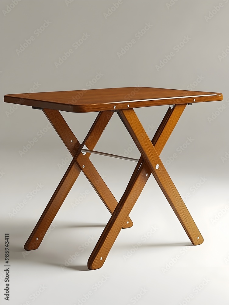 Poster a 3d rendered photograph of a lightweight and compact folding card table with a simple modern design