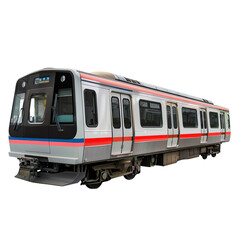 Fototapeta premium Modern electric train on isolated white background. Ideal for transport, urban transit, and railway engine design concepts.