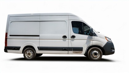 mock-up white delivery van, cargo van delivery truck vehicle template mockup isolated on white background, vintage, png