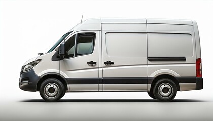 Naklejka premium mock-up white delivery van, cargo van delivery truck vehicle template mockup isolated on white background, vintage, png