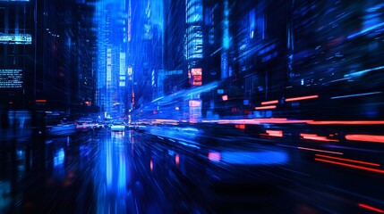 Obraz premium A Blurry View of City Lights and Traffic in a Nighttime Setting