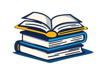 Open book in autumn leaves. Vintage style book illustration for design, print or background. Watercolor education, school design
