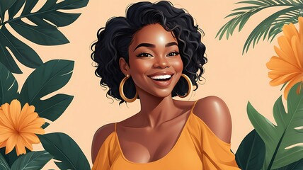 Happy black woman illustration