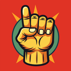 A Defiant Hands raising a flat cartoon illustration