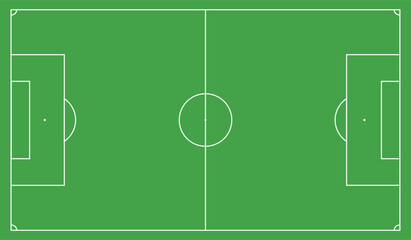 Football fields top view. Soccer grass fields with chalk lines. Green grass field background. Vector Football - Soccer Field. Scheme and marking of the football field, soccer field.