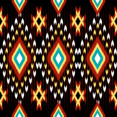 Traditional bright ikat pattern with geometric shapes. High resolution, perfect for textiles, wallpaper or fashion background, interior decoration.
