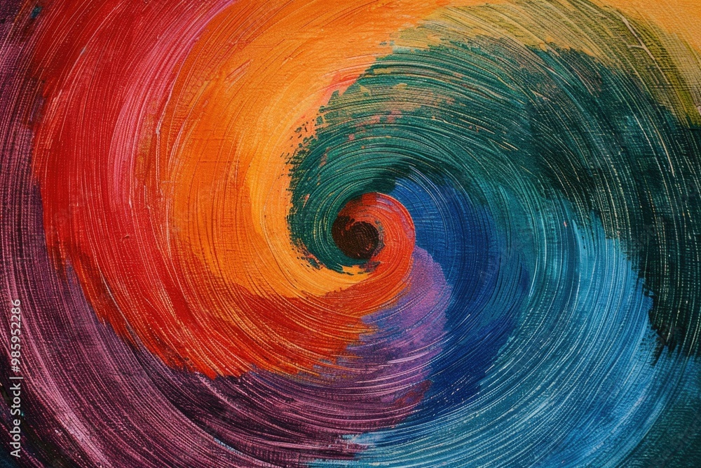 Poster a vibrant and abstract design featuring swirling colors on a dark background