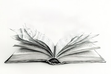 Open book in autumn leaves. Vintage style book illustration for design, print or background. Watercolor education, school design
