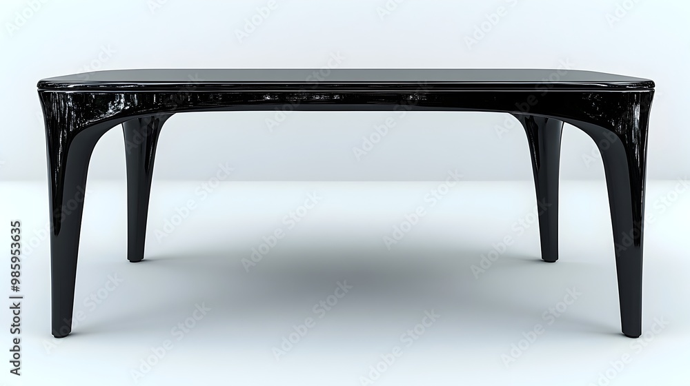Poster a sophisticated and modern 3d rendered image of a sleek black dining table with a lacquered finish i
