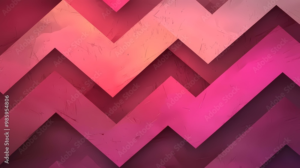Aufkleber a textured abstract background composed of various shades of pink and purple in a chevron pattern.