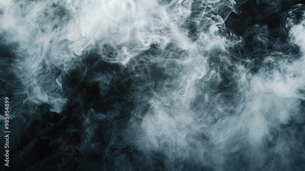 Poster a detailed shot of smoke on a dark background, perfect for representing ambiguity or mystery in vari