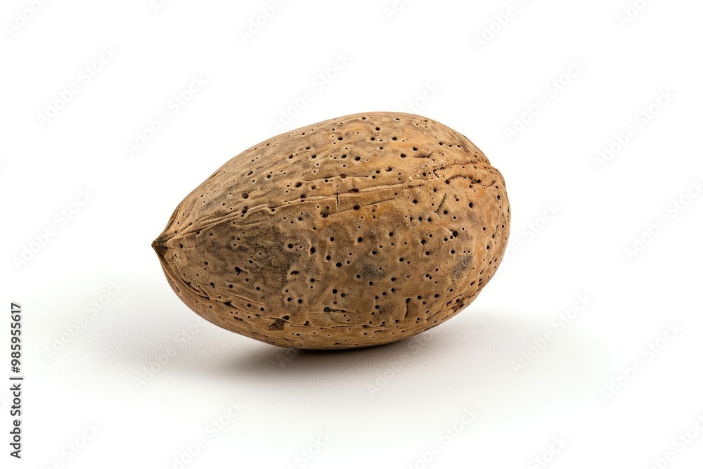 Poster a single whole walnut shell on a pure white background