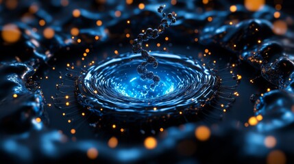 Captivating Blue Water Ripples with Floating Particles
