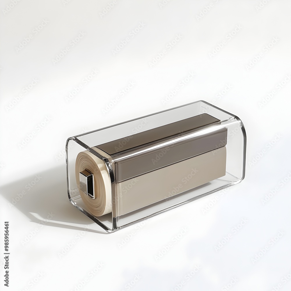 Poster acrylic tape dispenser on shadowless white background efficient rectangular design