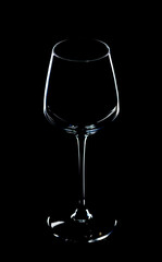 empty wine glass in black background