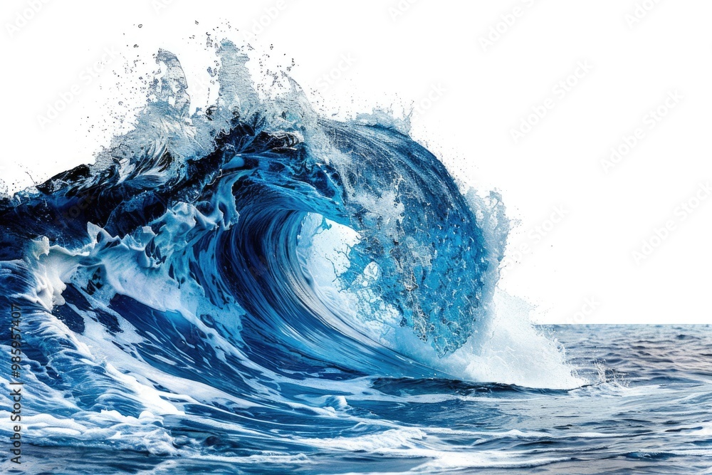 Poster a large wave crashes in the middle of the ocean
