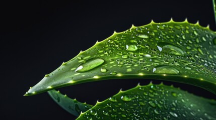 A detailed view of a leaf with water droplets glistening on its surface, suitable for use in nature-inspired designs or as a symbol of refreshment
