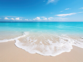 Generous Perfect beach, white sand, transparent turquoise sea water, blue sky