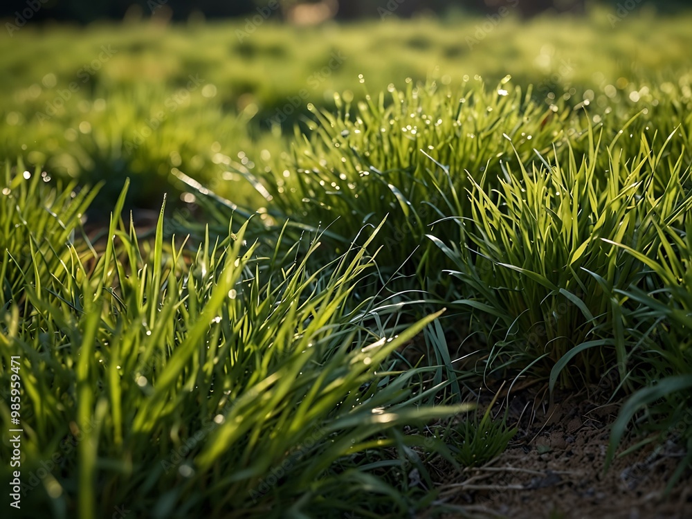 Wall mural fresh summer grass background.