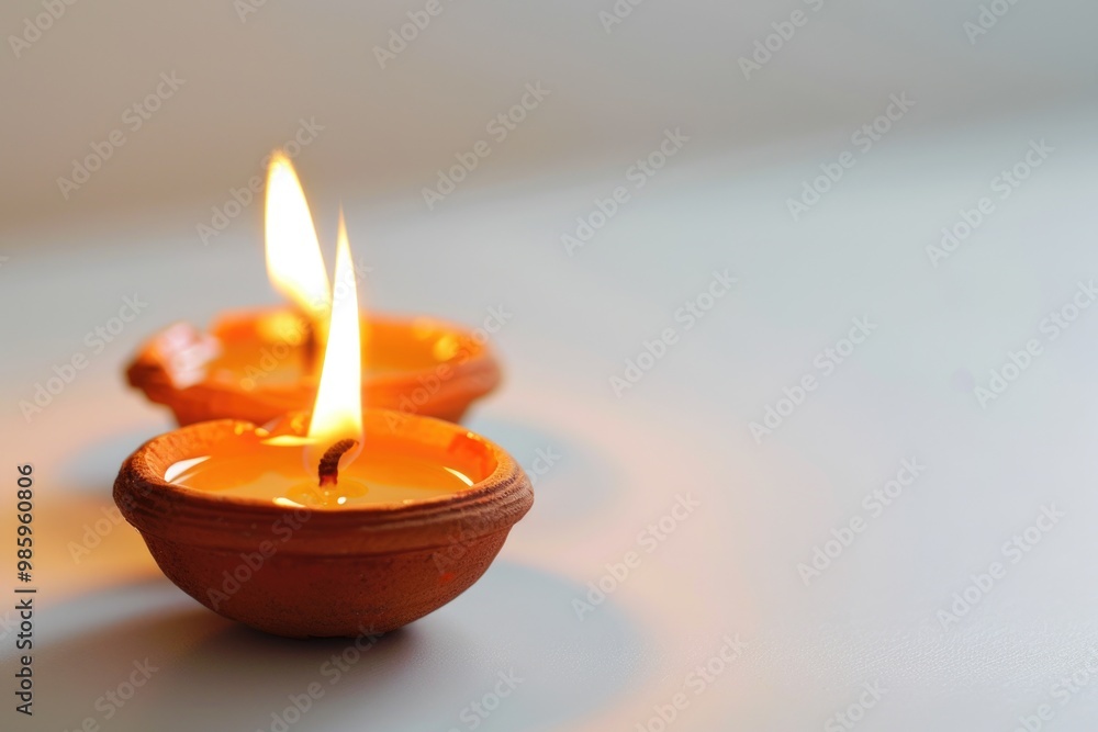 Aufkleber Two small candles placed on a table with an intimate atmosphere