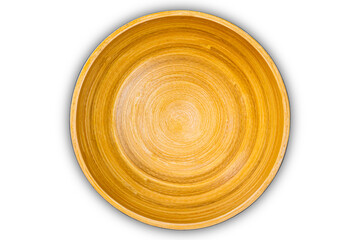 Top view of empty single gray wooden bowl isolated on white background with clipping path.