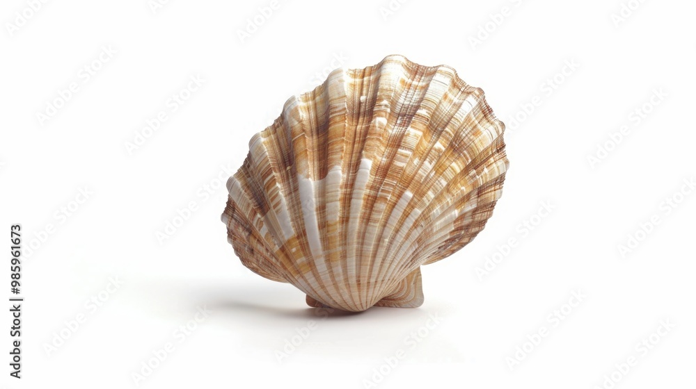 Poster a close-up view of a shell on a white surface, great for photography or design
