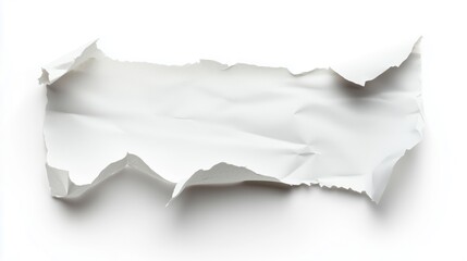 Piece of white paper tear isolated on white background.