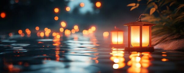 Lantern Light Reflecting in Water