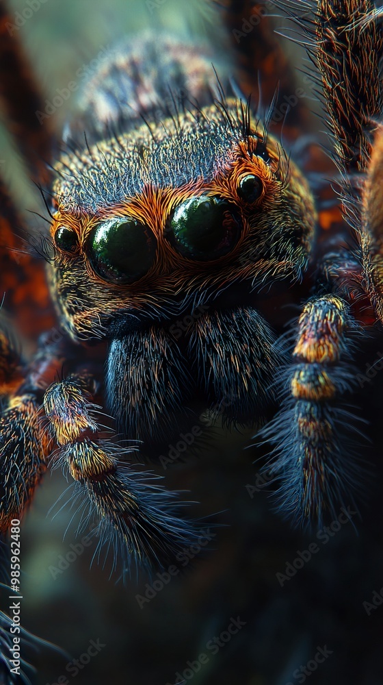 Wall mural close up of a spider's face - nature photography