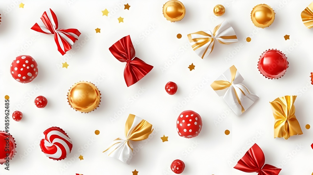 Aufkleber assorted candy wrappers with shiny metallic foil in various geometric shapes textures and patterns l