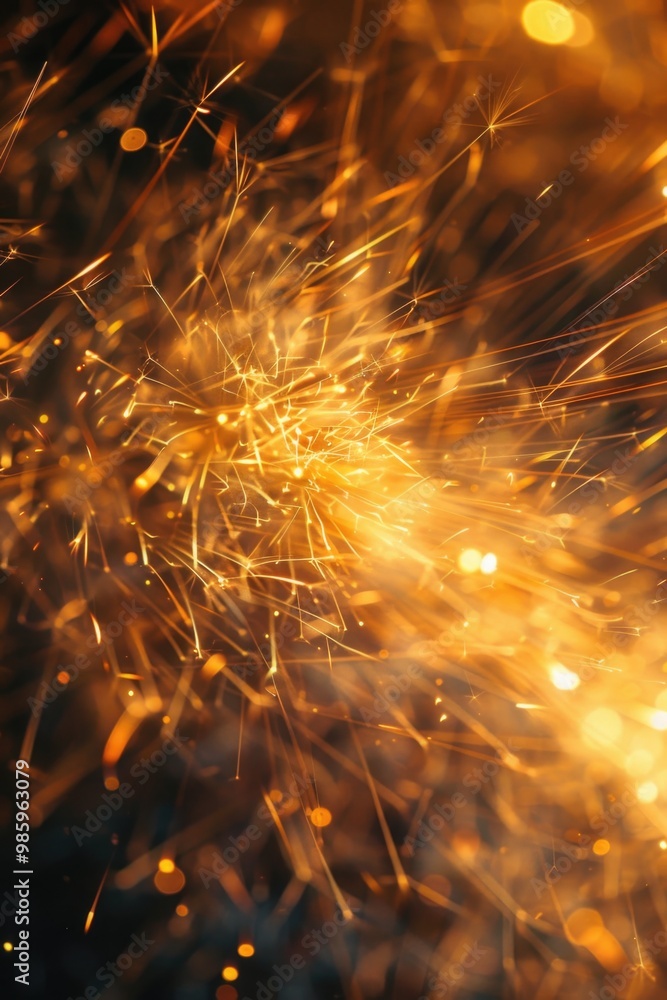 Poster close-up shot of a sparkler on a dark background, ideal for use in nighttime or evening scenes