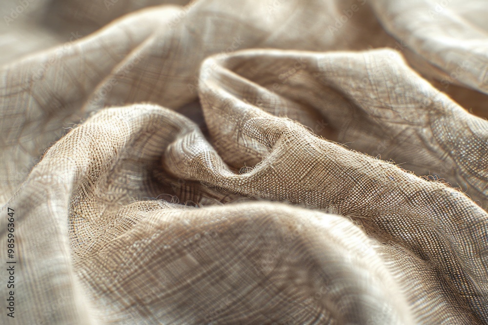 Poster A detailed view of textured linen fabric with intricate patterns