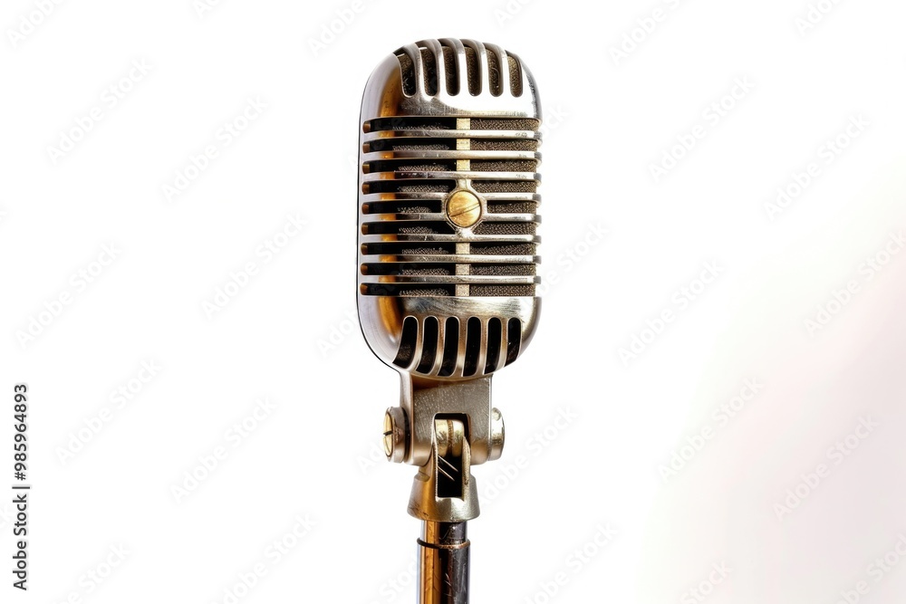 Aufkleber a close-up view of a microphone on a white background