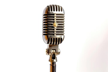 Fototapeta premium A close-up view of a microphone on a white background