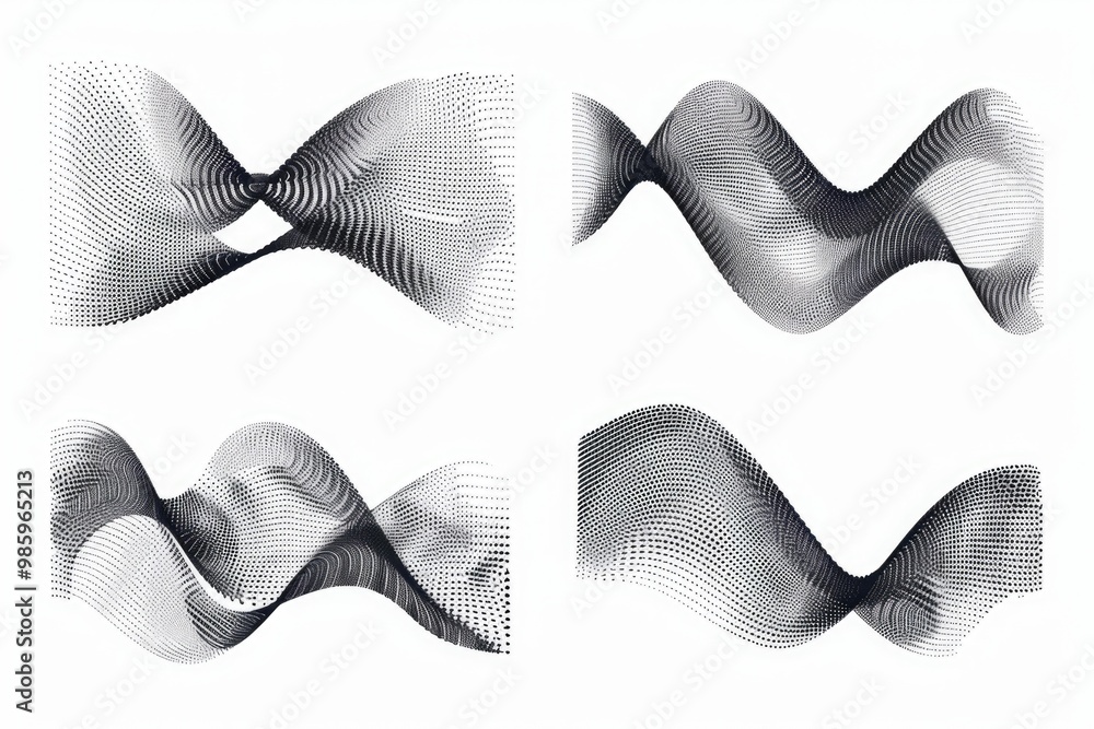 Sticker Four high-quality images of waves in different settings and lighting conditions