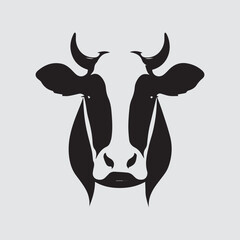 cow Animal logo Isolated Black on White background