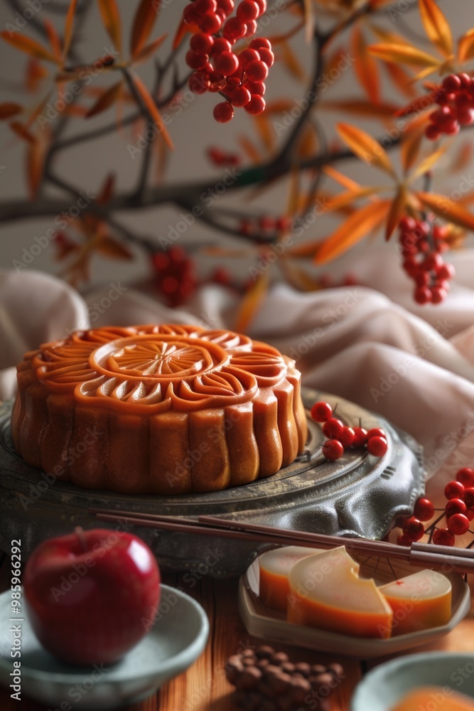 Sticker A delicious-looking cake sits atop a rustic wooden table