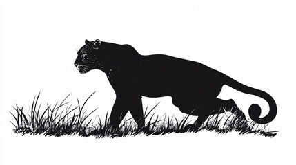 Obraz premium Panther Silhouette in Tall Grass