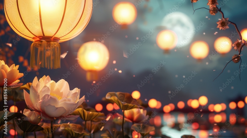 Poster collection of lights floating in mid-air