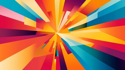 The image contains a colorful abstract design with a radial gradient made up of colorful rectangles, mostly yellows blue and oranges.