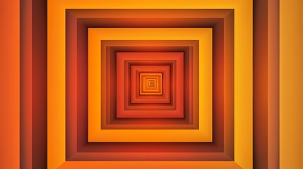 The image is an abstract background of a series of orange, red and yellow squares, creating a visual illusion of a tunnel or passageway.