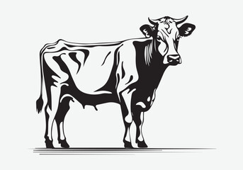 cow Animal logo Isolated Black on White background