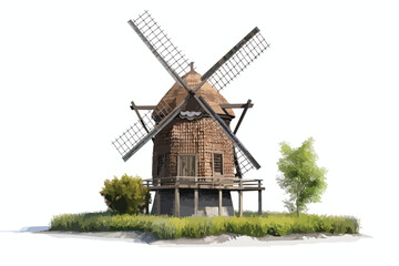Windmill Single Clipart Isolated on White Background
