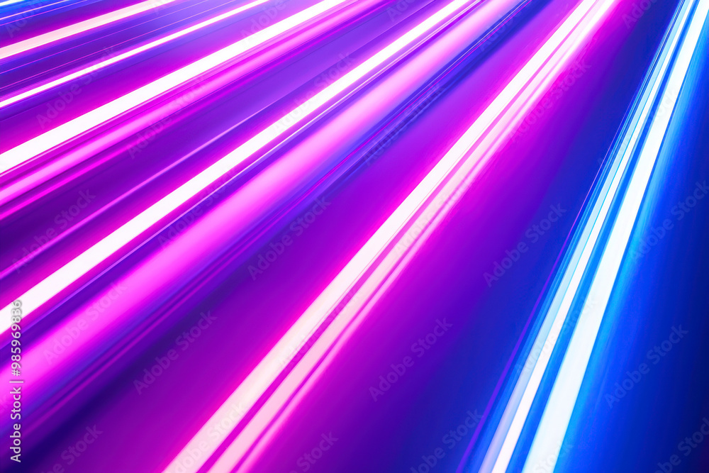 Poster glowing abstract background with colorful rays neon lines zoom purple violet and blue.