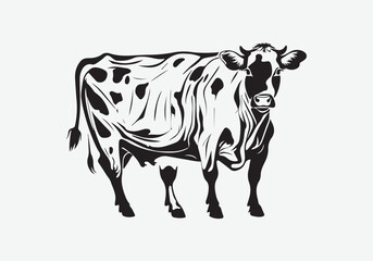 cow Animal logo Isolated Black on White background
