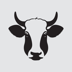 cow Animal logo Isolated Black on White background