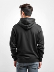 Obraz premium Back view black hoodie mockup