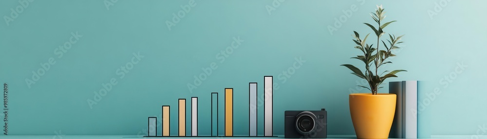 Aufkleber evaluation results of performance flat design, top view, annual report theme, water color, splitcomp
