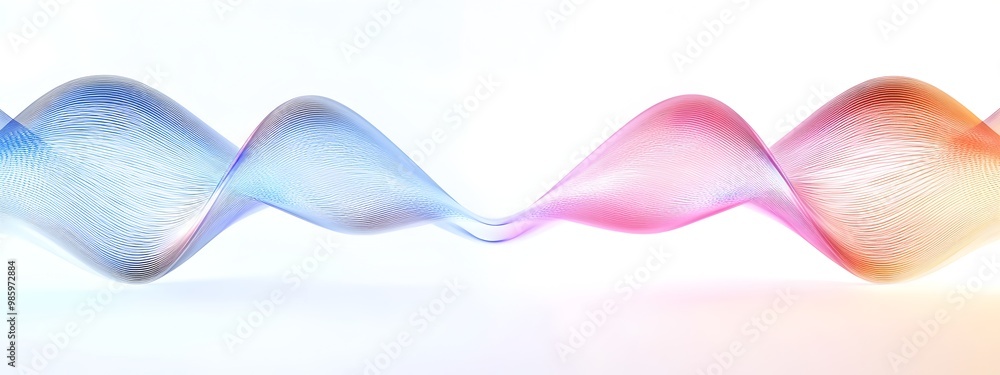 Poster captivating light wave interference shimmering constructive and destructive waves on a white