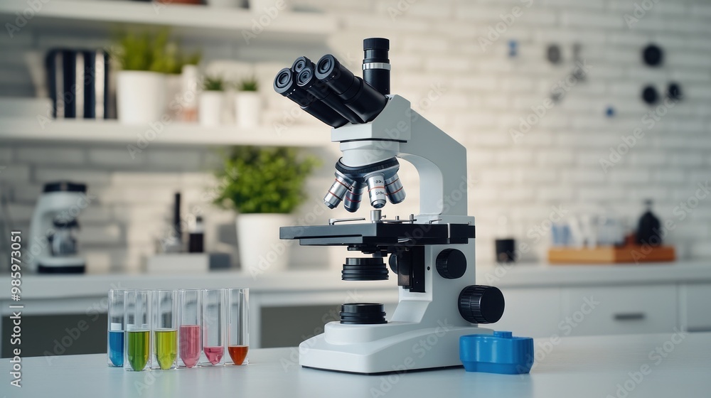 Poster microscope in a laboratory setting